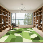 Abstract Green Leafy Flow Rug