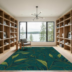 Dark Teal Lush Green Foliage Rug