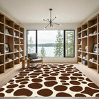 Brown White Abstract Bubbly Shapes Rug