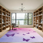 Winged Purple Butterflies Graceful Ombre Sky Rug