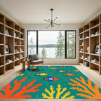 Playful Coral Reef Fish Pattern Rug