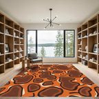 Orange Brown Abstract Blob Shape Rug