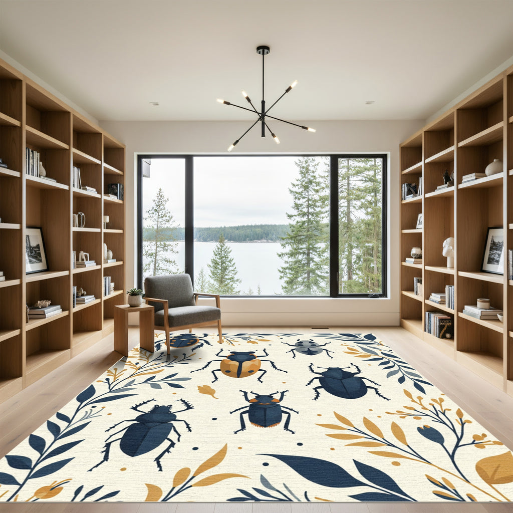 Autumn Beetle Botanical Garland Rug