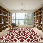 Crimson Ivory Intertwined Vine Rug