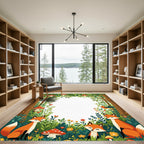 Whimsical Woodland Foxes Mushroom Border Rug