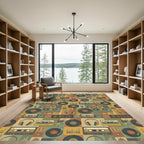 Retro Music Cassette Vinyl Headphone Collage Rug