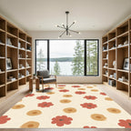 Terracotta Red Floral Scatter Rug