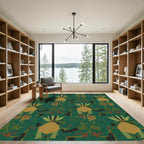 Deep Green Tropical Floral Arrangement Rug