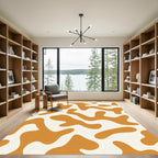 Warm Ochre Abstract Blob Rug