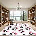Pink Black Abstract Floral Sprig Rug