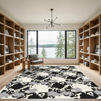 Gray Beige Black Abstract Cloud Rug