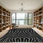 Monochromatic Gray Zebra Stripe Rug
