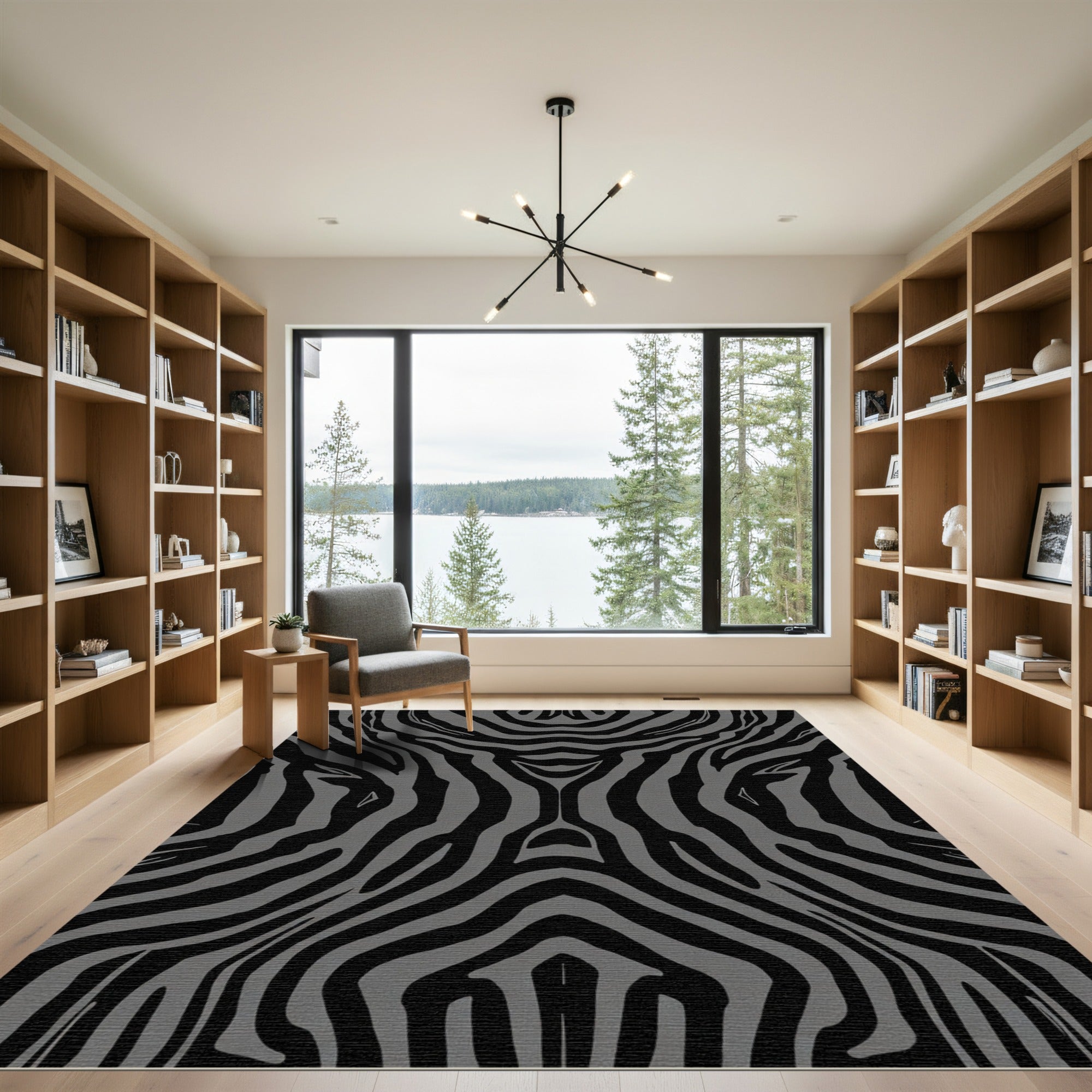 Monochromatic Gray Zebra Stripe Rug