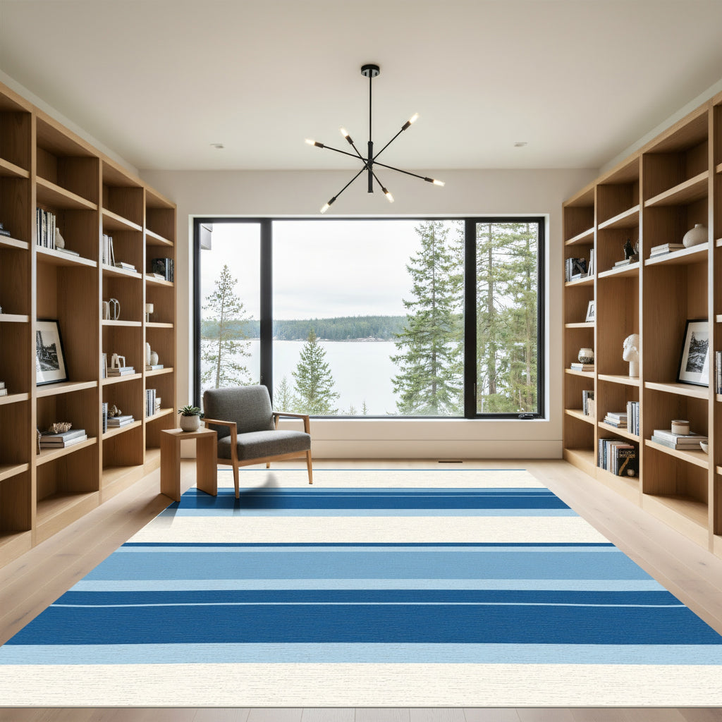 Azure Navy Striped Horizon Rug