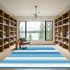 Modern Blue Stripe Abstract Rug
