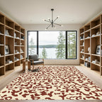 Abstract Burgundy Organic Cream Form Rug