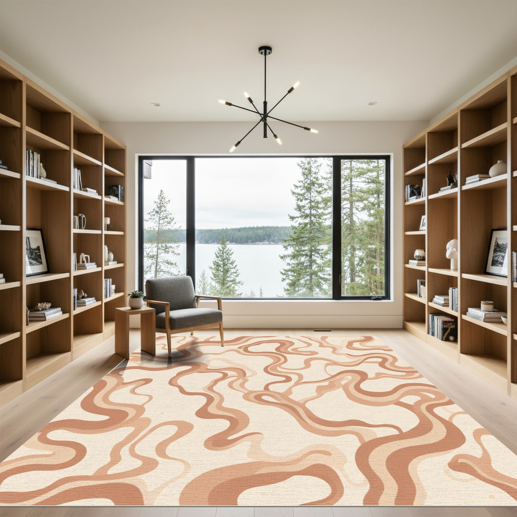 Earthy Waves Abstract Composition Rug