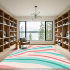 Retro Coral Teal Swirl Rug
