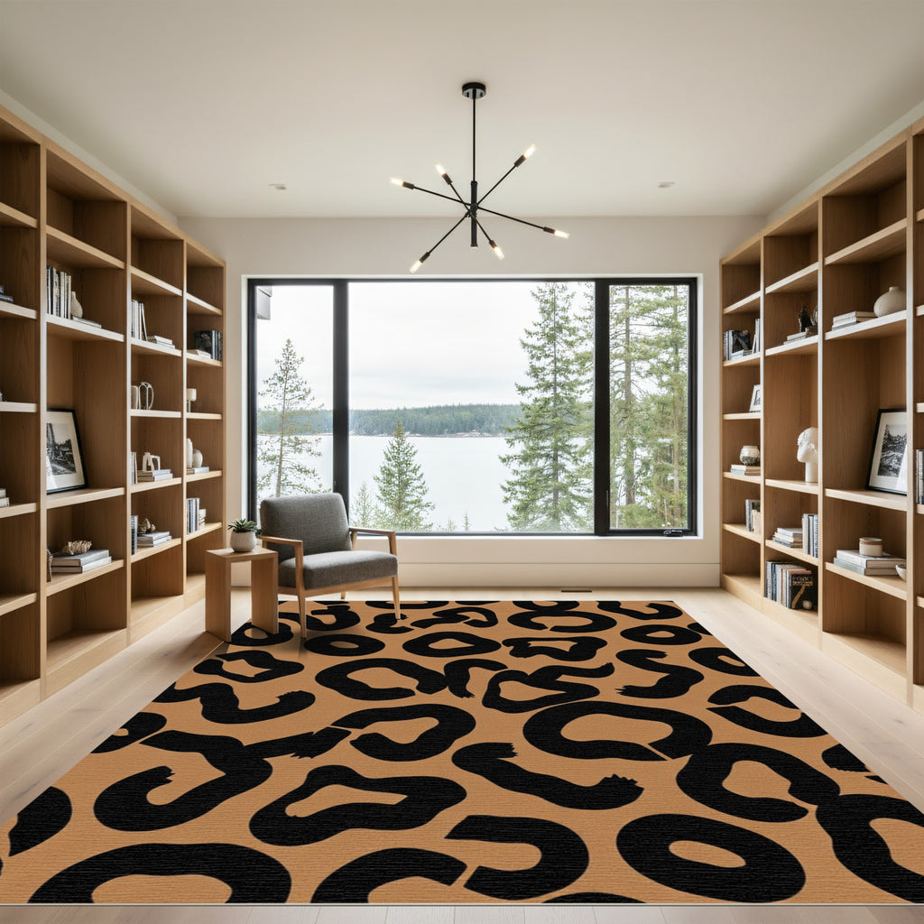 Bold Fawn Black Animal Spots Rug