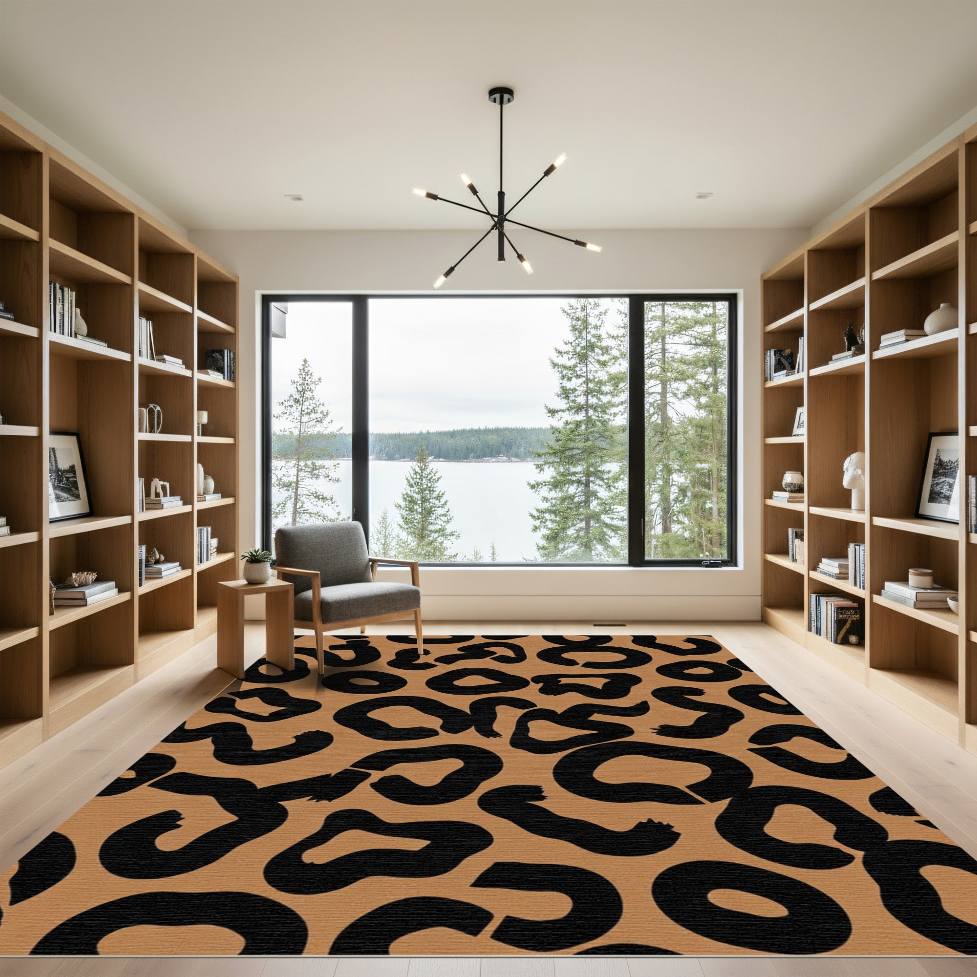 Bold Fawn Black Animal Spots Rug