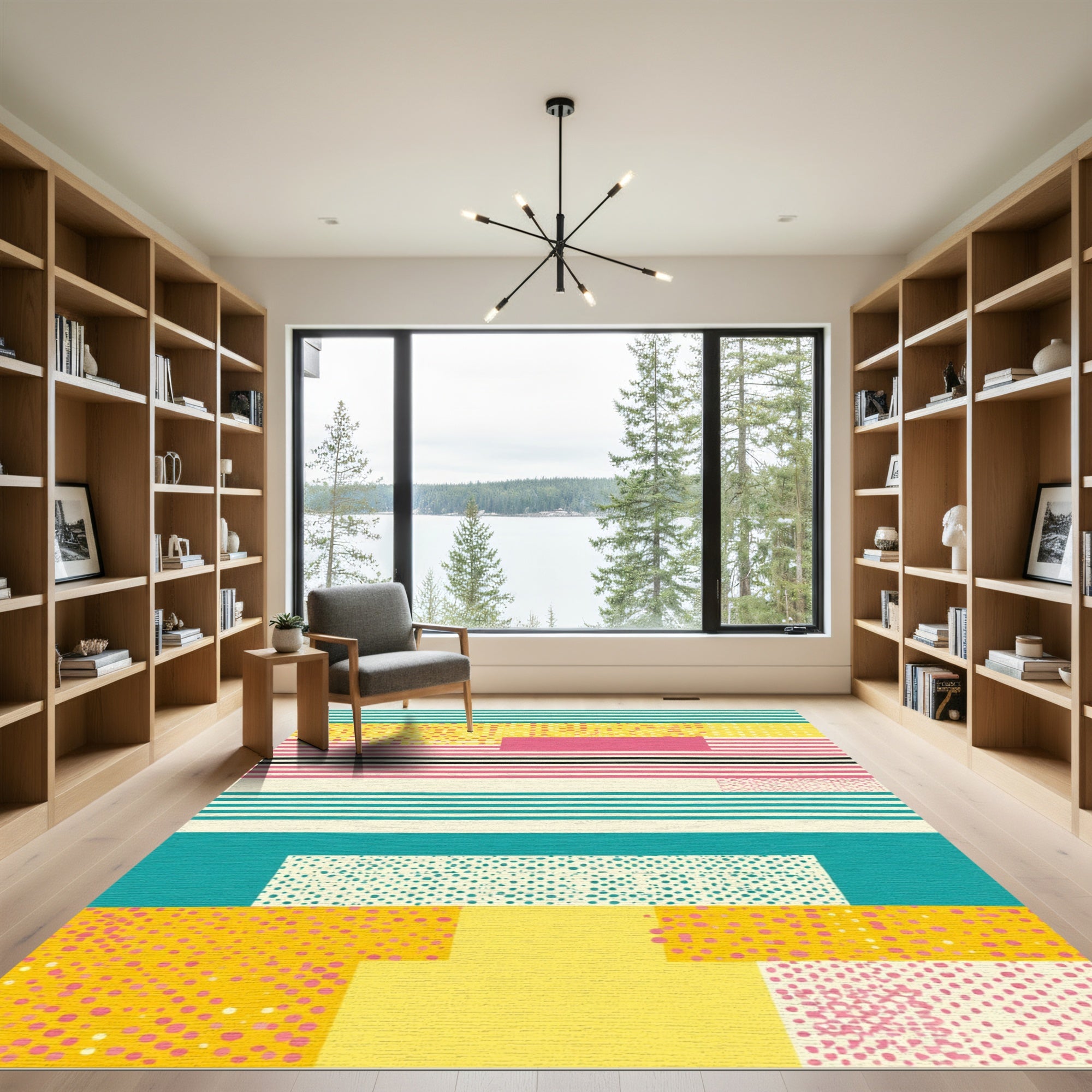 Modern Geometric Dot Stripes Rug