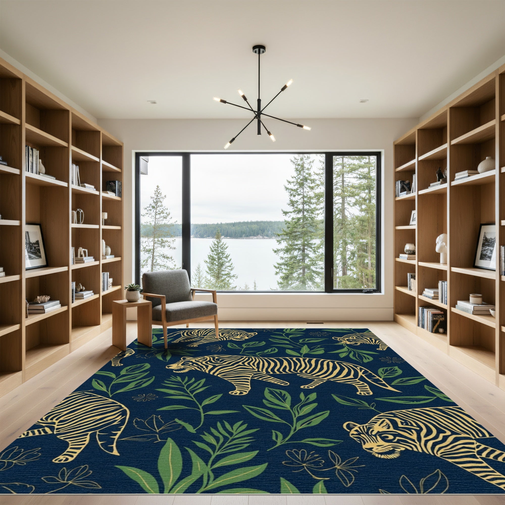Golden Tigers Amongst Green Foliage Rug