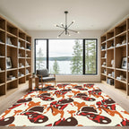 Abstract Amber Red Swirl Rug