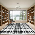 Monochromatic Grid Line Plaid Rug