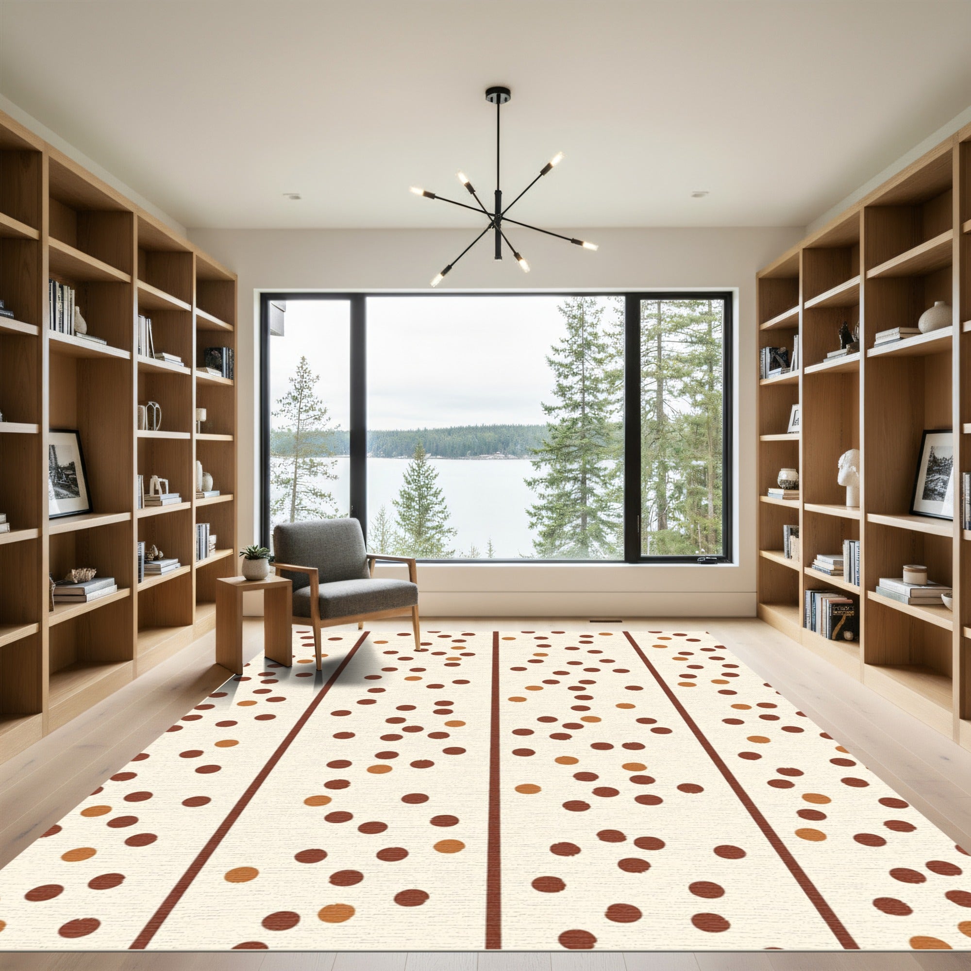Brown and Tan Scattered Dots Rug