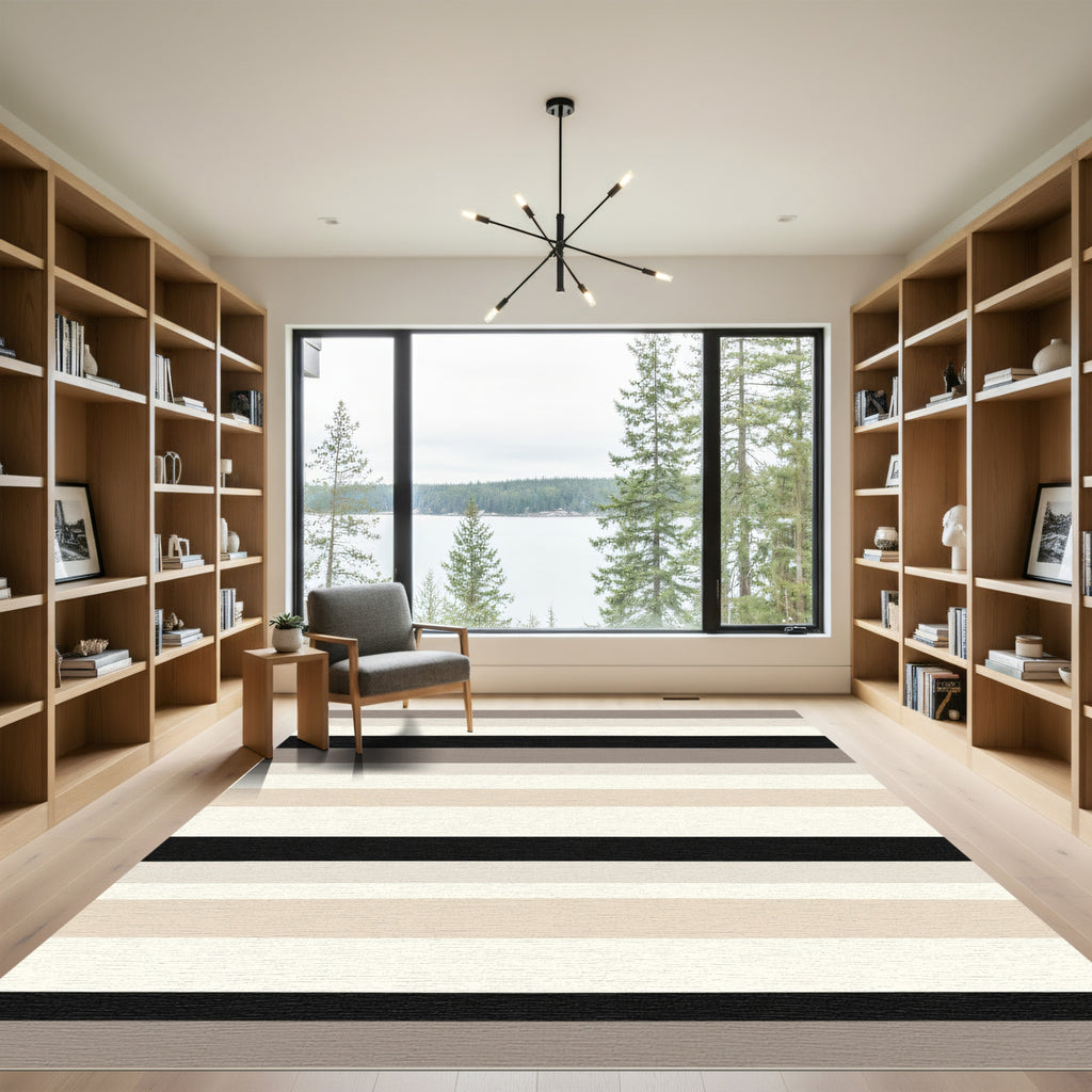 Neutral Toned Horizontal Stripe Rug