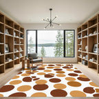 Brown Tan Paw Print Circles Rug