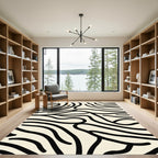 Organic Black Cream Abstract Swirl Rug