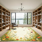 Whimsical Ladybug Butterfly Garden Meadow Rug