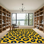 Bold Yellow Navy Abstract Spots Rug