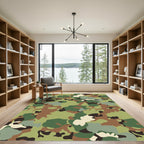 Woodland Camouflage Green Brown Blend Rug