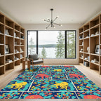 Red Yellow Octopus Tropical Garden Rug