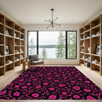 Hot Pink Organic Floral Blooms Rug