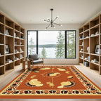 Burnt Orange Floral Petal Bloom Rug