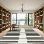 Monochromatic Black White Stripe Rug