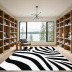 Animalistic Black White Strips Rug