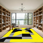 Bold Yellow Black Abstract Geometric Rug
