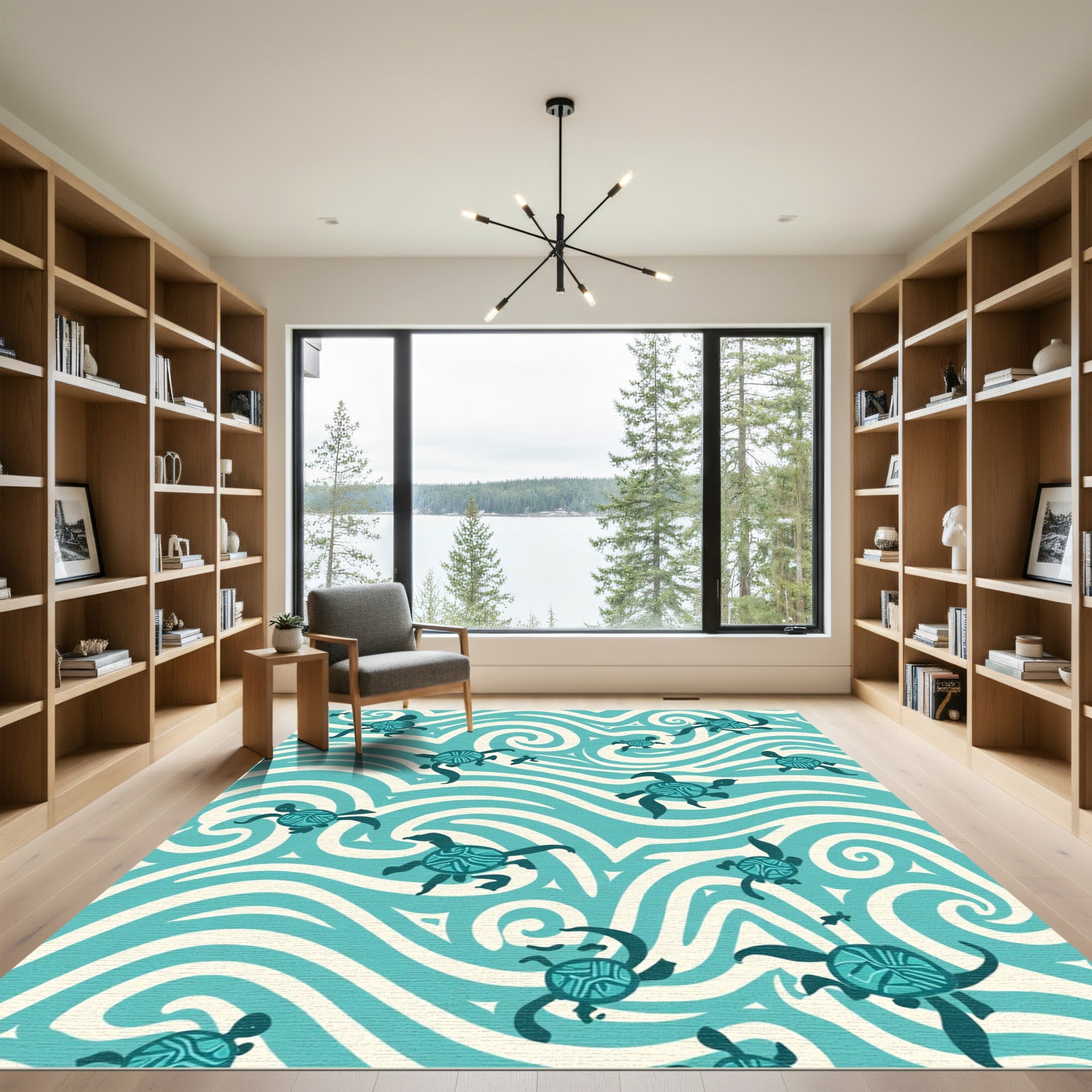 Turquoise Turtle Wave Movement Rug