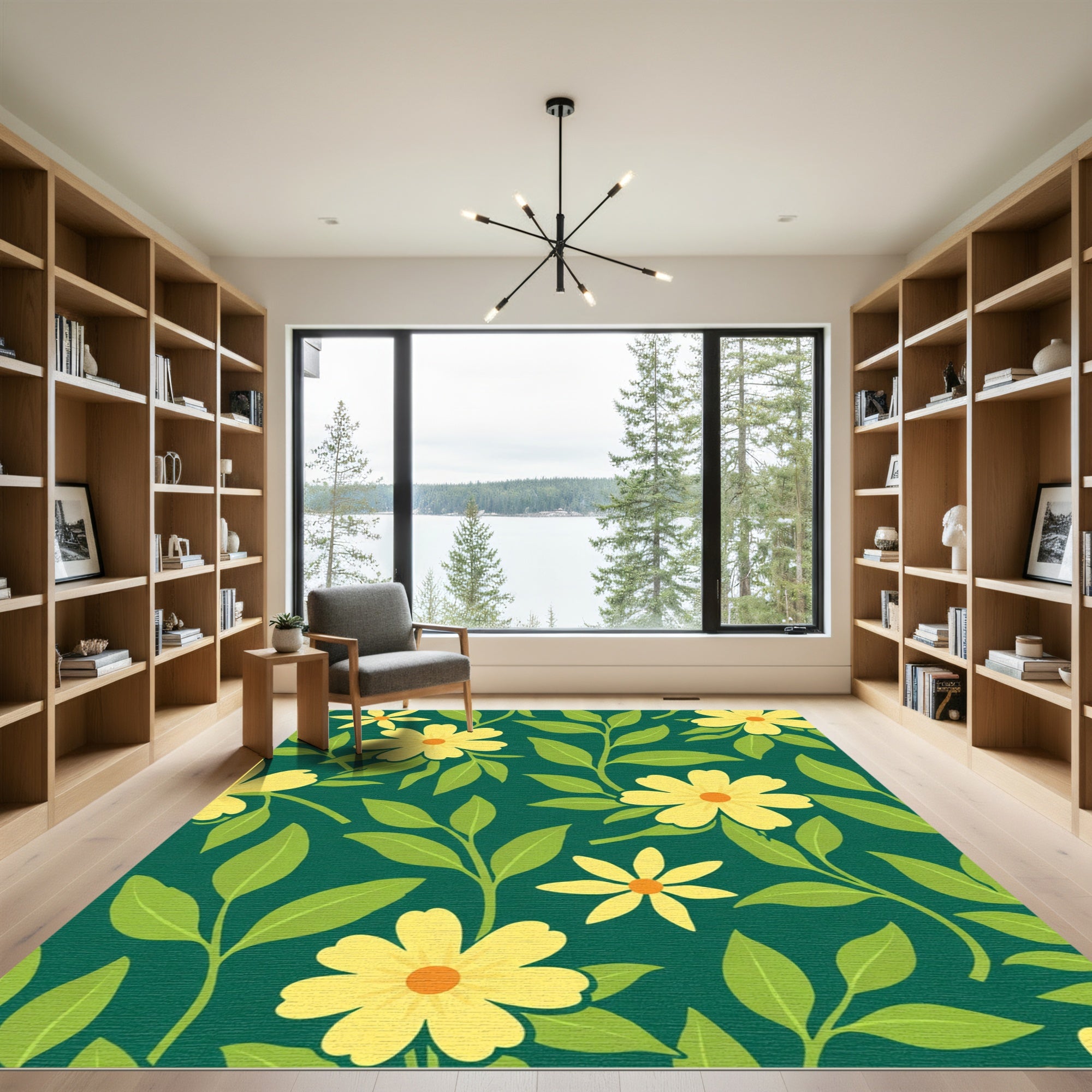 Yellow Daisy Garden Pattern Rug