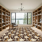 Retro Brown Gold Abstract Cascade Rug
