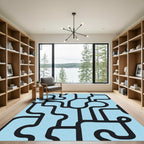 Black And Blue Organic Maze Rug