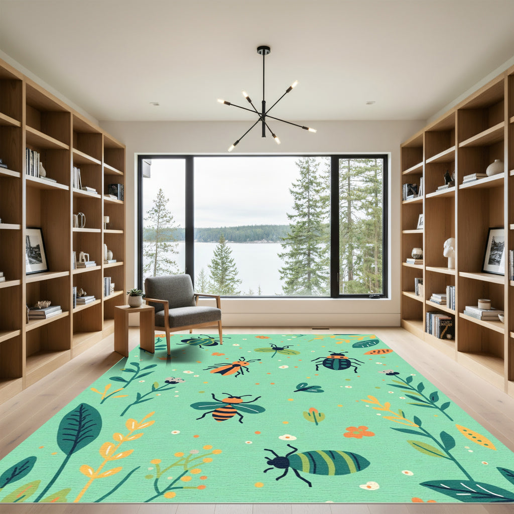 Whimsical Insects and Plants Garden Rug