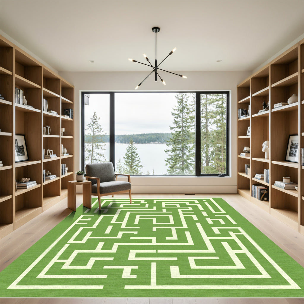 Verdant Yellow Labyrinth Maze Rug