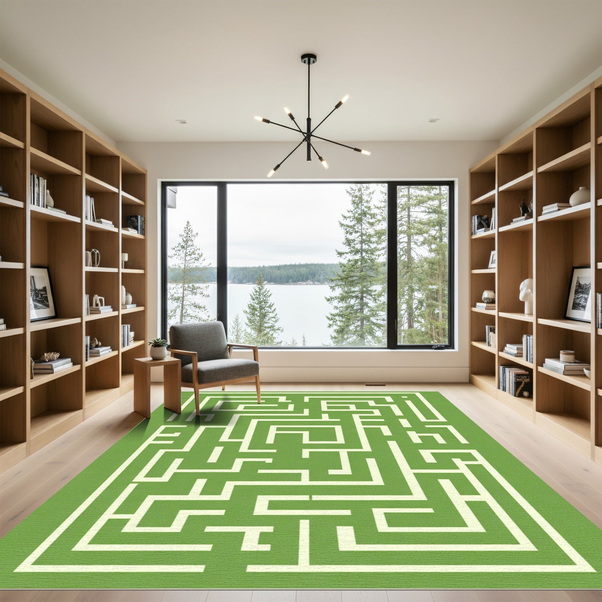Verdant Yellow Labyrinth Maze Rug
