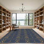 Ornate Gold Geometric Damask Rug