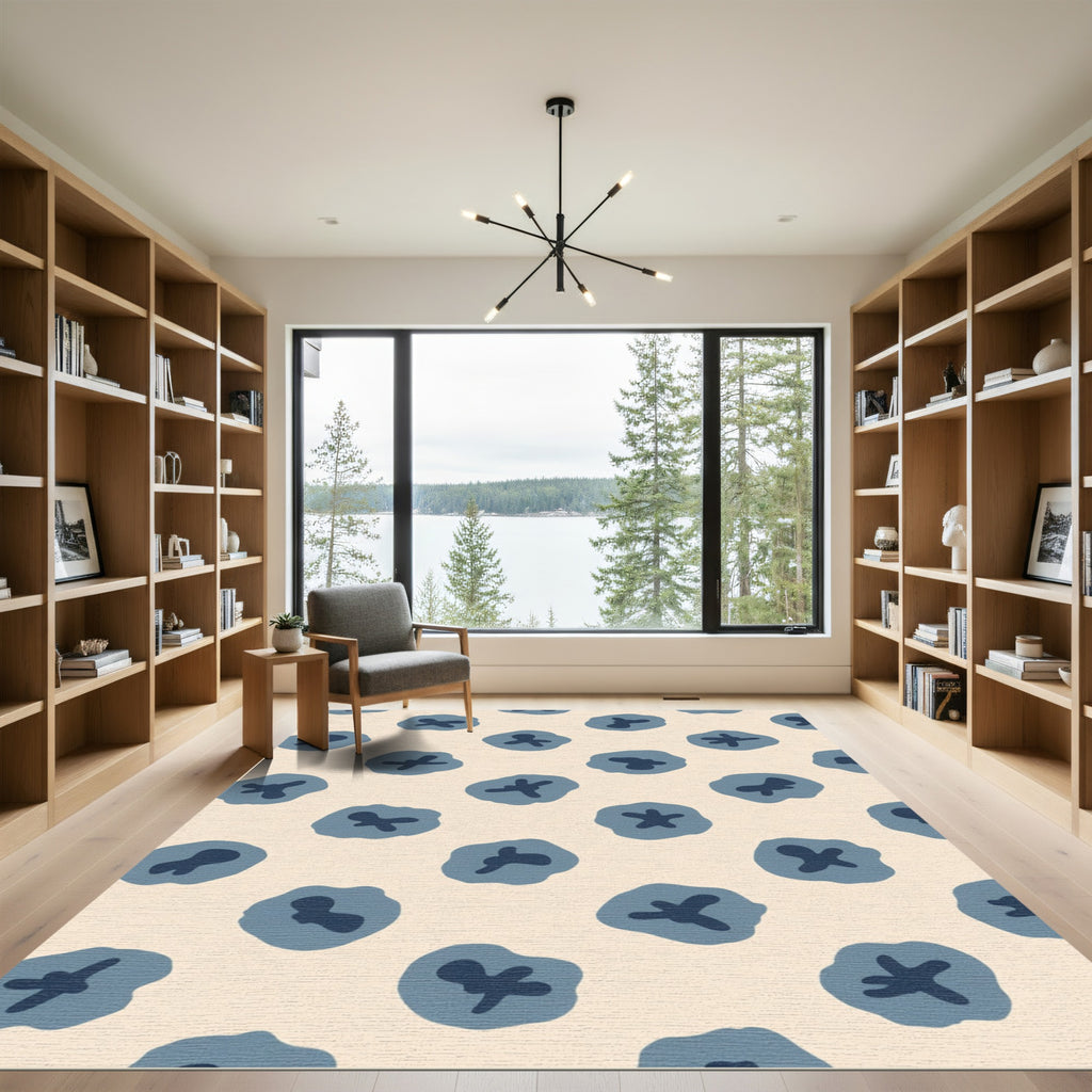 Muted Blue Blob Abstract Composition Rug